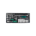 Маленькое фото товара - Набор головок стандартных и глубоких 1/4 и 3/8 DR, 4-24мм, 57пр. JONNESWAY S04H3157S Код 047204. Вариант №1
