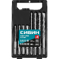 Маленькое фото товара - Набор SDS-plus буров 8 шт: 5/6/8/10х110.6/8/10/12х160мм СИБИН 29312-H8. Вариант №2