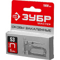Маленькое фото товара - Скобы для степлера калибр 23GA 1000шт тип 53 (A/10/JT21) 6мм ЗУБР 31625-06. Вариант №2