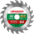 Маленькое фото товара - Пильный диск по дереву 24Т 150х20/16мм Optima URAGAN 36801-150-20-24_z01. Вариант №1