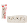 Маленькое фото товара - Розетка 4-ая открытая б/з бежевая Bailly LEIDEN ELECTRIC 806030. Вариант №1