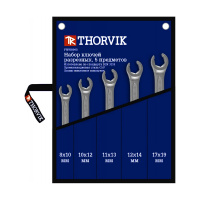 Фото товара - Набор ключей гаечных разрезных в сумке 8-19мм 5пр. Thorvik FNWS005 Код 052055