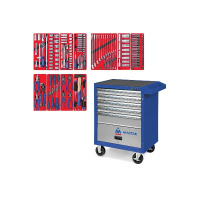 Фото товара - Набор инструментов СТАНДАРТ в синей тележке 186пр. МАСТАК 52-05186B