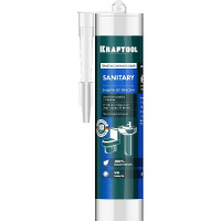 Фото товара - Санитарный силиконовый герметик белый 300мл Sanitary KRAFTOOL 41255-0
