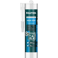 Фото товара - Стекольный силиконовый герметик черный 300мл KRAFTSeal GX107 AQUA STOP KRAFTOOL 41256-4