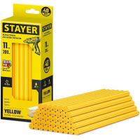 Фото товара - Клеевые стержни 40шт 11х200мм жёлтые Yellow STAYER 2-06821-Y-S40