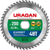 Фото товара - Пильный диск по дереву 48Т 200х32/30мм Expert URAGAN 36802-200-32-48_z01