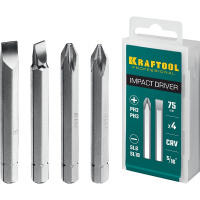 Фото товара - Набор бит для ударной отвертки 4шт 75мм KRAFTOOL 25552