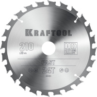 Фото товара - Пильный диск по дереву 24Т 210х30мм Fast KRAFTOOL 36950-210-30
