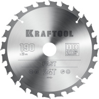 Фото товара - Пильный диск по дереву 24Т 190х20мм Fast KRAFTOOL 36950-190-20