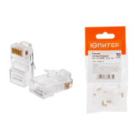 Фото товара - Разъем джек компьютерный RJ-45 8P8C CAT 5e 10шт инд. ЮПИТЕР JPZ1-7306-10