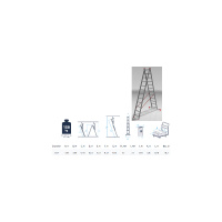 Фото товара - Лестница алюм. 2-х секц. 300/553см 2х12ступ. 10,2кг PRO STARTUL ST9947-12