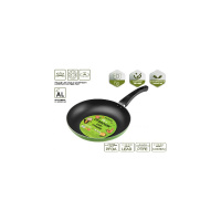 Фото товара - Сковорода ф 26х4.5см штамп. алюм. антиприг. покр. серия STARCOOK зеленая PERFECTO LINEA 56-260451