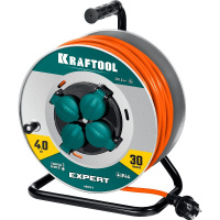 Фото товара - Силовой удлинитель на стальной катушкеEXPERT ПВС 3х2.5 30м 4000Вт IP44 KRAFTOOL 55089-30