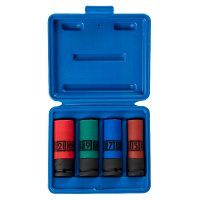 Фото товара - Набор глубоких ударных торцевых головок 1/2 шестигранные 15 17 19 21мм KING TONY 44904MP01