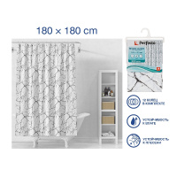 Фото товара - Шторка для ванной 12 колец в комплекте 180x180см Secret белый мрамор PERFECTO LINEA 36-118201