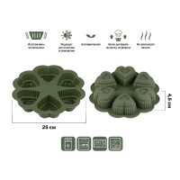 Фото товара - Форма для выпечки силиконовая круглая на 6 сердец 25х4.5см NATURAL GREEN PERFECTO LINEA 20-118818