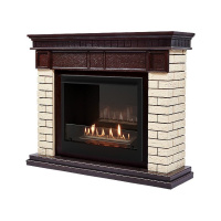 Фото товара - Камин BFP/P-2520 портал Bricks 25 камень бежевый шпон Firelight set BFP/P-2520 + Bricks 25