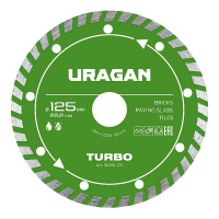 Фото товара - Диск алмазный отрезной сегментированный TURBO 125мм URAGAN 36706-125