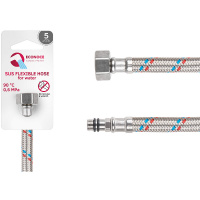 Фото товара - Подводка гибкая SUS иголка м10 короткая-гайка 1/2 120см ECONOCE EC023120
