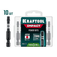 Фото товара - Ударные биты 10шт 50мм Impact TX 25 KRAFTOOL 26195-25-50-S10