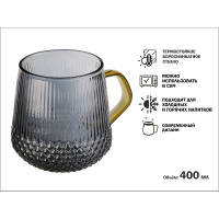 Фото товара - Кружка стеклянная 400мл SONATA GOLDEN   PERFECTO LINEA 30-004002