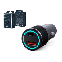Фото товара - З/У автомобильное c двумя портами USB-C + USB-A c LED-подсветкой 68Вт REXANT 18-2231-5