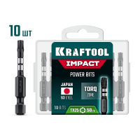 Фото товара - Ударные биты 10шт 50мм Impact TX 20 KRAFTOOL 26195-20-50-S10