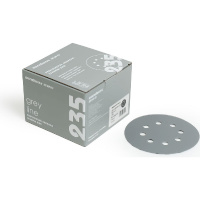 Фото товара - Диск шлифовальный на пленке 235 Grey Zirconia Р150 125мм 8отв 100шт SANDWOX 235.125.150.08