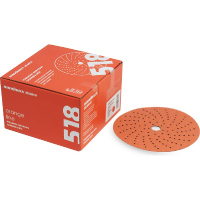 Фото товара - Диск шлифовальный 518 Orange Ceramic Multi holes Р100 50шт 150мм SANDWOX 518.150.100.LC