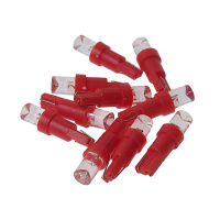 Фото товара - Автолампа T5 W2*4.6d 1 LED CONE RED 12V MEGA ELECTRIC ME-050212R