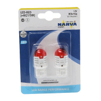 Фото товара - Автолампа W21/5W LED RED U30R блистер 2шт 12V NARVA 181064000