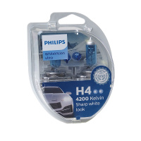 Фото товара - Автолампа H4 60/55 P43t-38 WhiteVision ultra 4200K 2шт+2шт W5W 12V PHILIPS 12342WVUSM