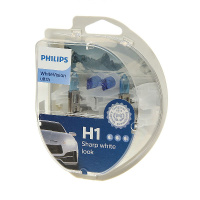 Фото товара - Автолампа H1 55 P14,5s WhiteVision ultra 3700K 2шт+2шт W5W 12V PHILIPS 12258WVUSM