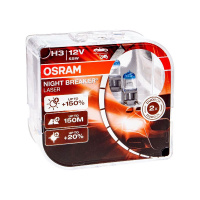 Фото товара - Автолампа H3 55 PK22s+150% NIGHT BREAKER LASER 3400K евробокс 2шт 12V OSRAM 64151NL-HCB