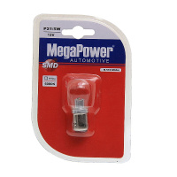 Фото товара - Автолампа P21/5W BAY15d 1 SMD CREE WHITE блистер 180лм 6000K 12V MEGAPOWER M-57318Wбл