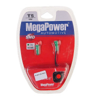 Фото товара - Автолампа T5 W2*4.6d 1 SMD 3528 GREEN блистер с тестером 2шт 8лм 12V MEGAPOWER M-50113G-2блт