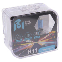 Фото товара - Автолампа H11 55 PGJ19-2 BLUE WHITE 4300K бокс 2шт 12V MEGAPOWER M-37033008