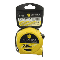 Фото товара - Рулетка 7.5м 25мм YELLOW пластиковый корпус фиксатор держатель ЭВРИКА ER-04175