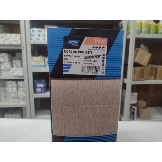 Большое фото товара - Форматные листы в рулоне Rotolo Foam A275 115мм*25м Р320 NORTON 63642557606, 63642557606. Вариант №3