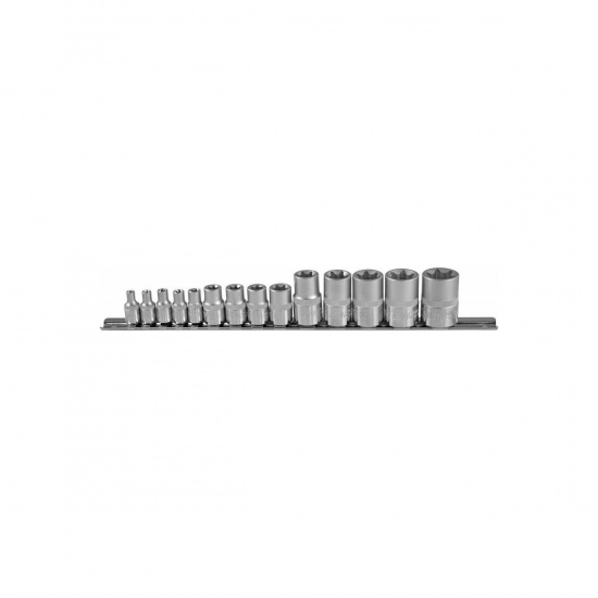 Большое фото товара - Набор головок 1/4 , 3/8 , 1/2 DR, внешний TORX®, Е4-E24, 14пр. JONNESWAY S06H414S Код 047262, S06H414S. Вариант №1