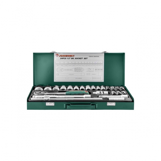 Большое фото товара - Набор головок торцевых 1/2 DR, 8-34мм, 24пр. JONNESWAY S04H4724S Код 047483, S04H4724S. Вариант №1