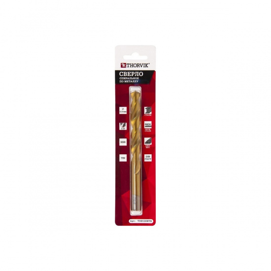 Большое фото товара - Сверло спиральное по металлу HSS TiN в блистере, d4.8мм Thorvik TDB048NTB Код 052432, TDB048NTB. Вариант №3