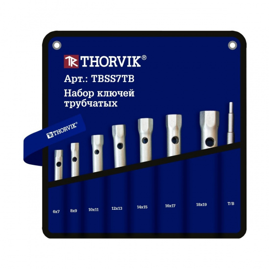 Большое фото товара - Набор ключей трубчатых в сумке 6-19мм 7пр. Thorvik TBSS7TB Код 053737, TBSS7TB. Вариант №1
