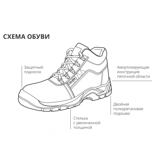 Большое фото товара - Ботинки рабочие металлический подносок антипрокольные размер 42 TOLSEN TT45354, TT45354. Вариант №2