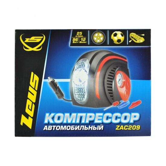 Большое фото товара - Компрессор автомобильный с фонарем ZEUS ZAC209 Код 072209, ZAC209. Вариант №5