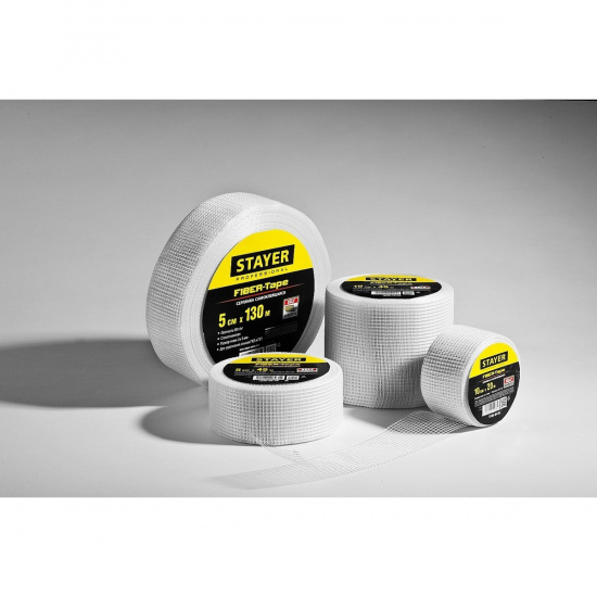 Большое фото товара - Самоклеящаяся серпянка 3х3мм 10смх45м FIBER-Tape STAYER 1246-10-45, 1246-10-45. Вариант №3
