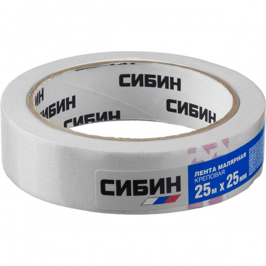 Большое фото товара - Малярный скотч креповый 25мм*25м СИБИН 12111-25_z01, 12111-25_z01. Вариант №2
