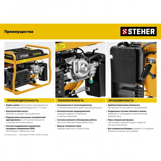 Большое фото товара - Бензиновый генератор 2800Вт STEHER GS-3500, GS-3500. Вариант №4