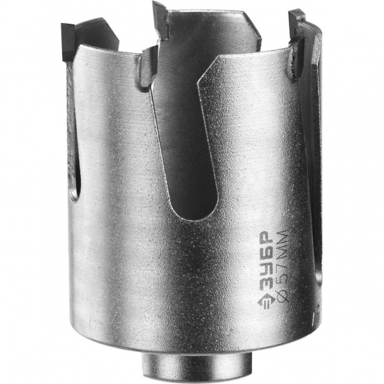 Большое фото товара - Коронка с твердосплавными резцами 57мм Проуниверсал ЗУБР 29514-57, 29514-57. Вариант №1